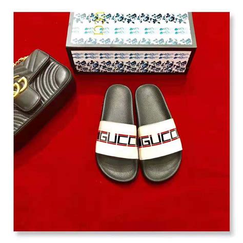 gucci stripe rubber slide sandal women|gucci rubber sandals sale.